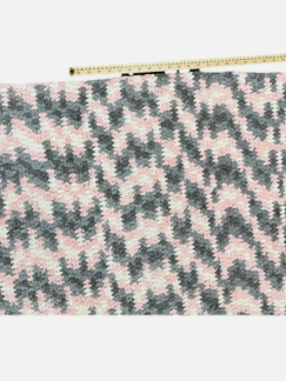 Handmade Crochet Bernat Baby Blanket Soft Heavy Plush Chenille Pink Grey White